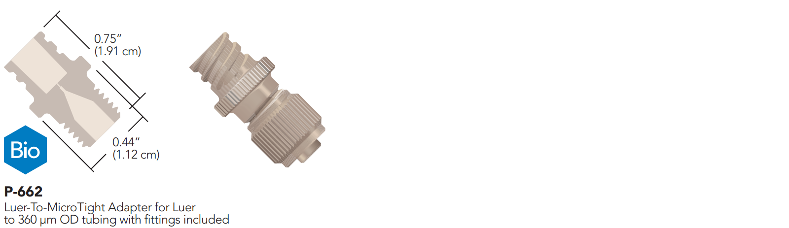 IDEX Luer-to-Microtight PEEK adapter P-662