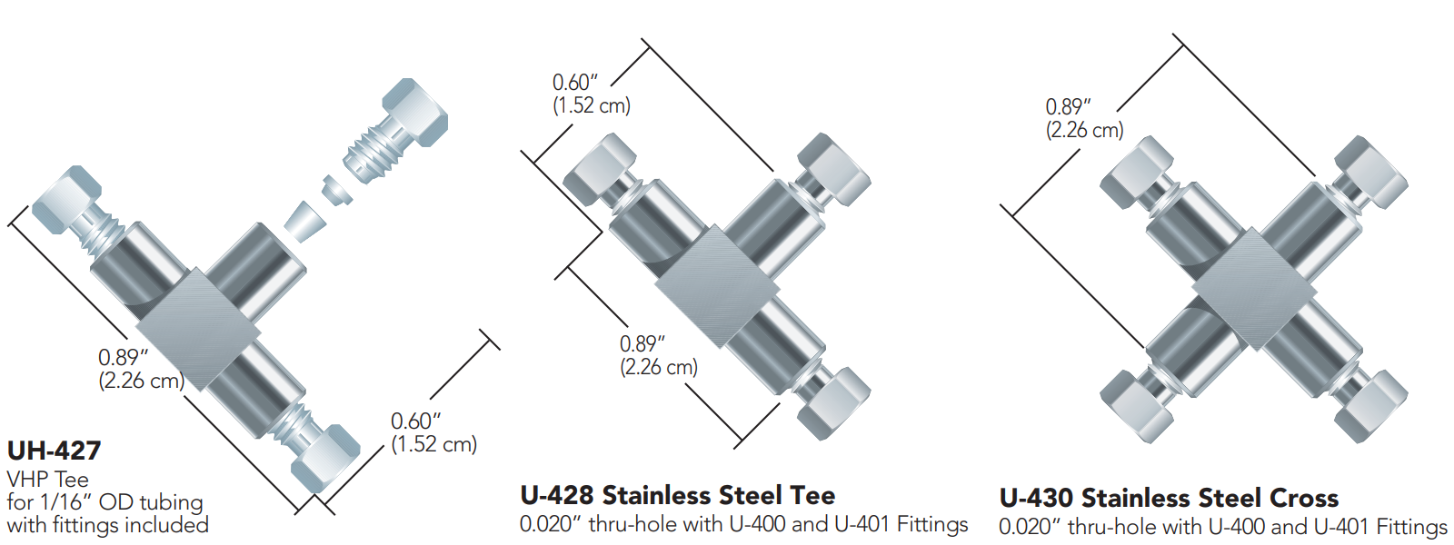 IDEX Stainless-Steel Tees & Crosses UH-427, U-428, U-430